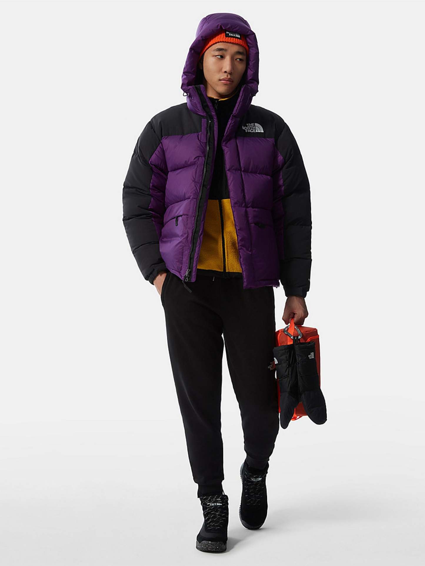 Color Block Purple / Black Down Jacket