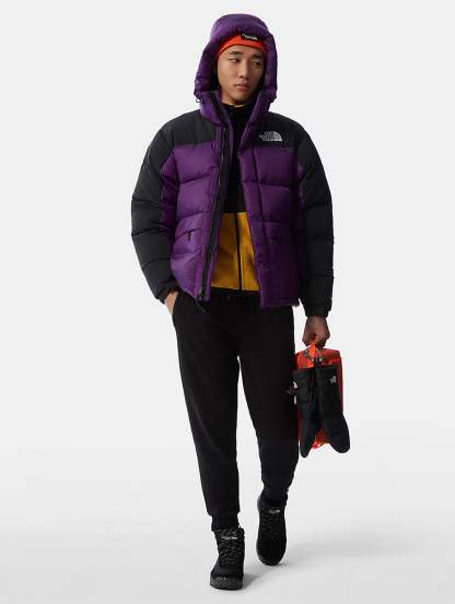 Color Block Purple / Black Down Jacket