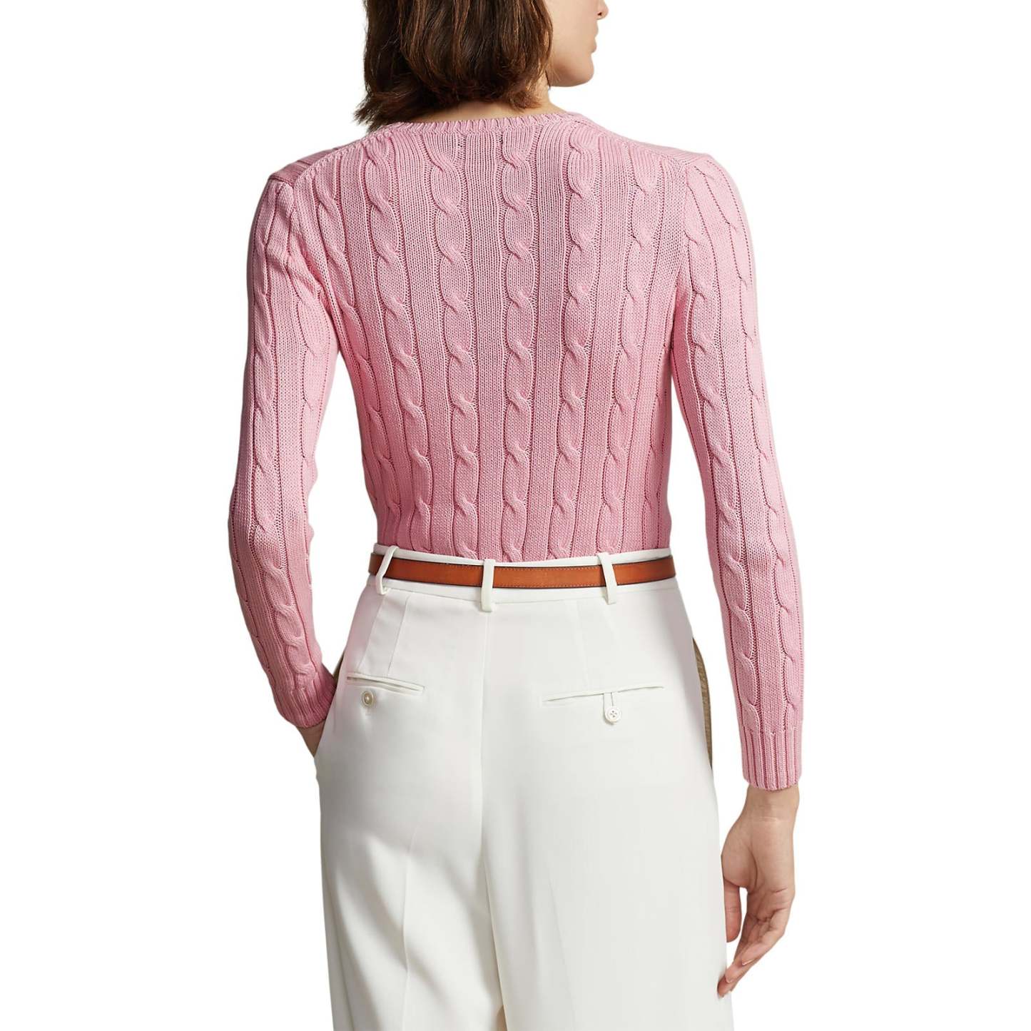 Polo Ralthtph Lauthtren - Julianna Cable-Knit Cotton Crewneck Sweater - Carmel Pink