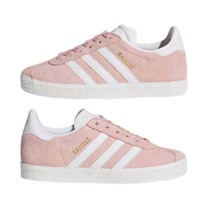 adidtheas Girl's Gazelle Icey Pink/Cloud White/Gold Metallic