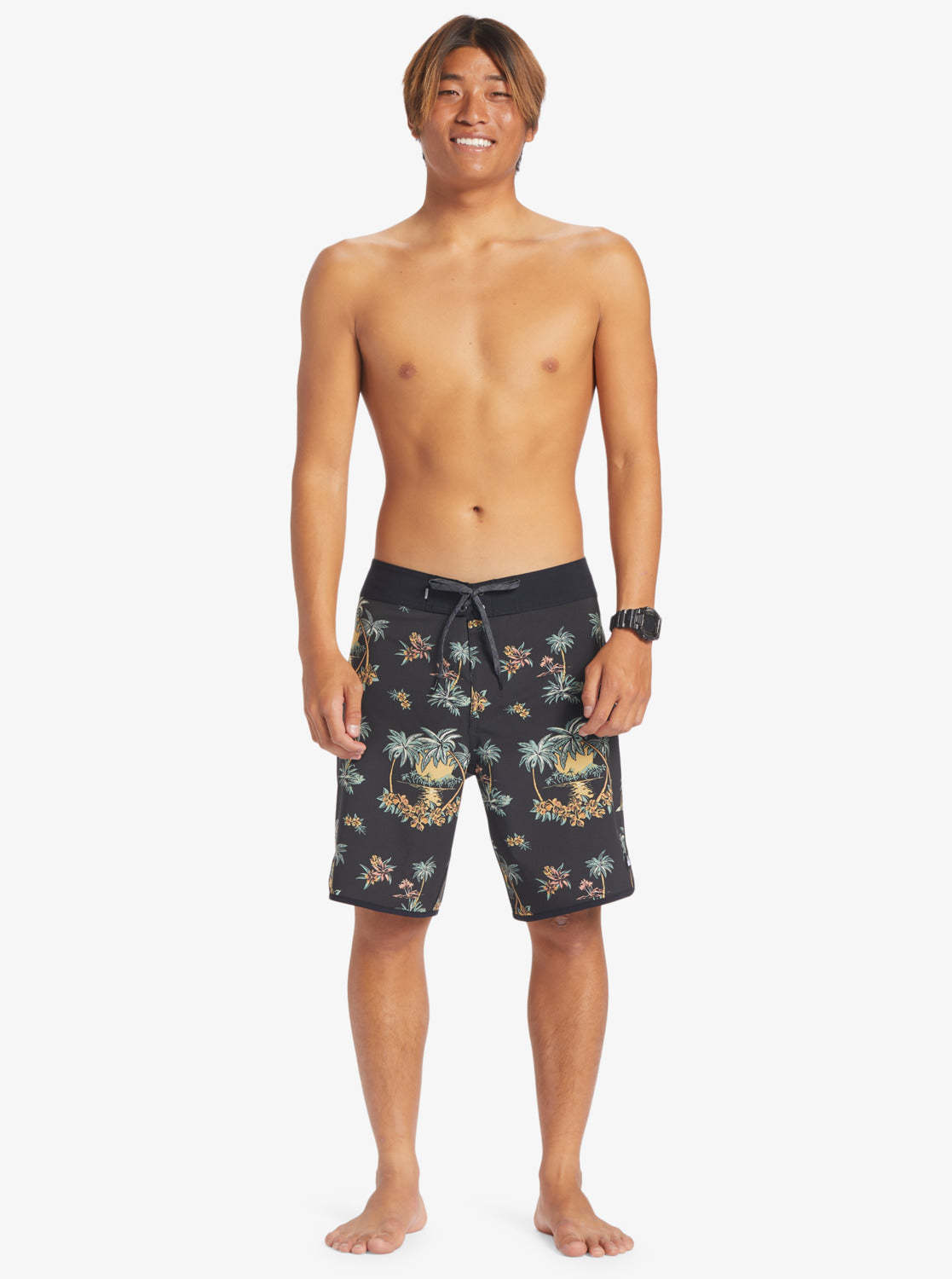 Surfsilk Scallop 19" Boardshorts - Black Palm Spritz