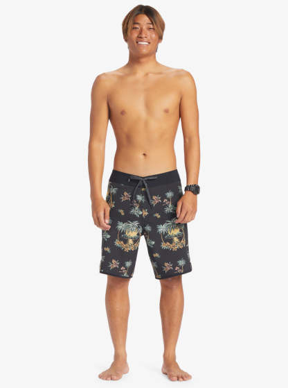 Surfsilk Scallop 19" Boardshorts - Black Palm Spritz