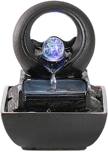 Ecqizer Ceramic Tabletop Fountain Indoor Outdoor Portable Tabletop Decorative/Feng Shui Ornament for Bringing Wealth