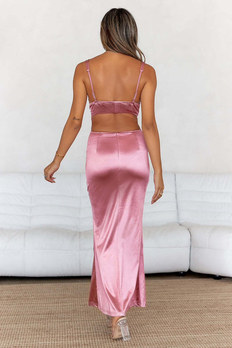 Sunset Views Satin Midi Dress Pink