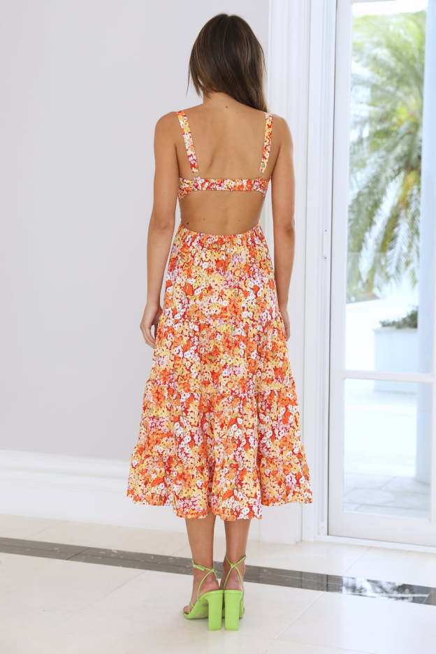 Brewed New Midi Dress Orange