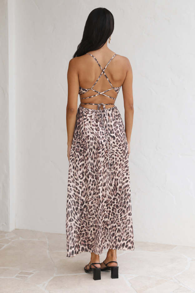 Blooming Season Maxi Dress Leopard Floral