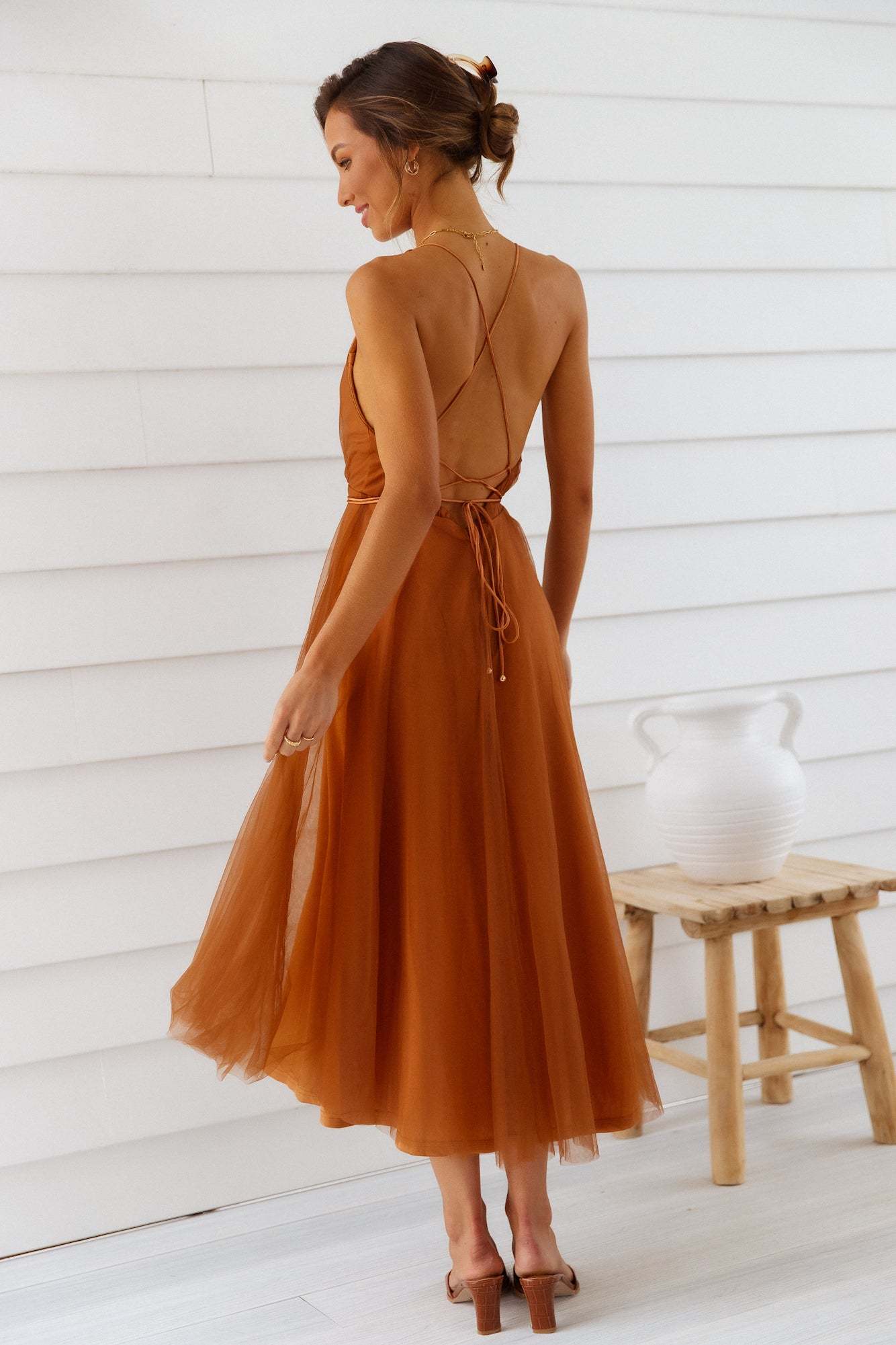 Summer Cinderella Midi Dress Chocolate