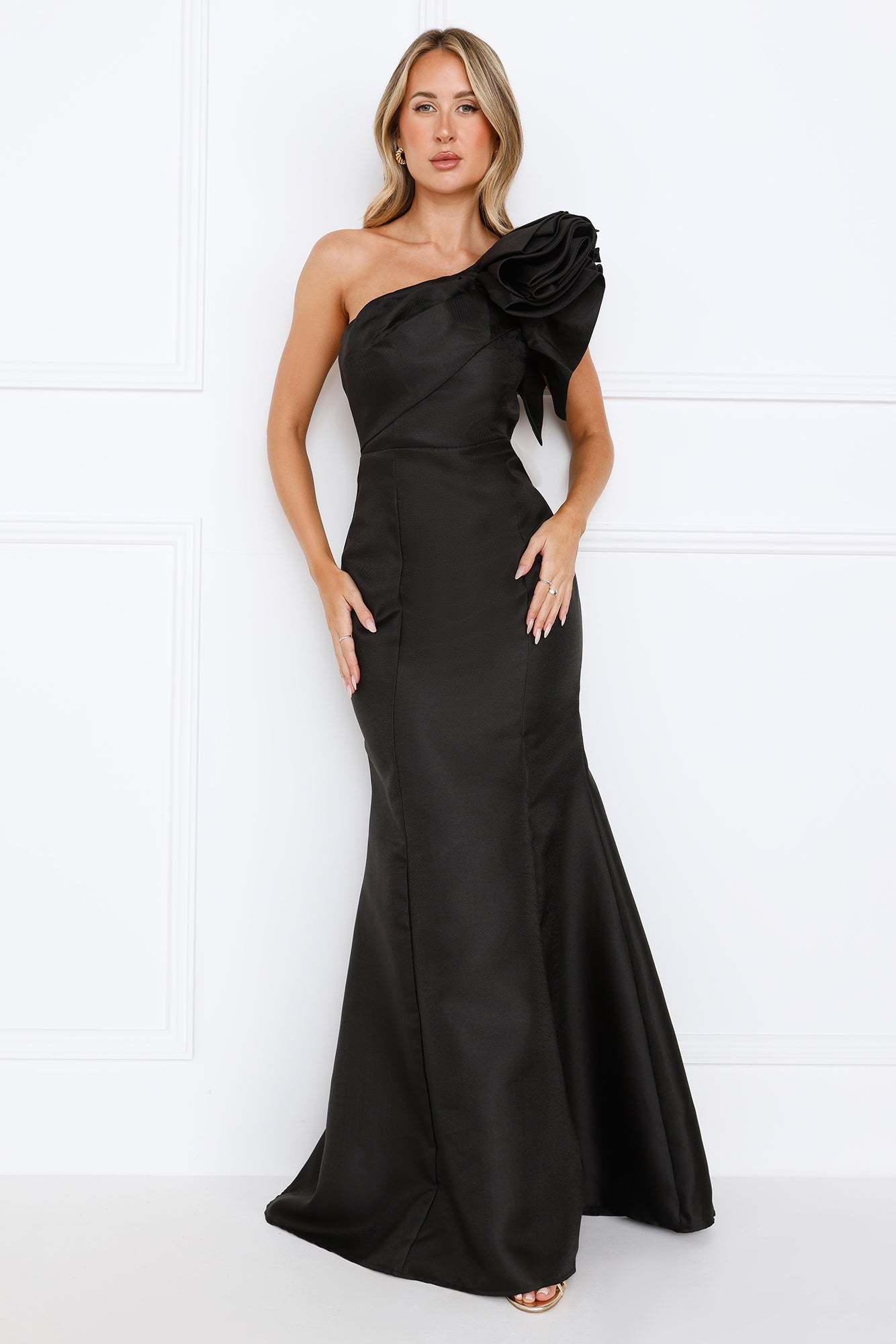 Ava One Shoulder Maxi Dress Black
