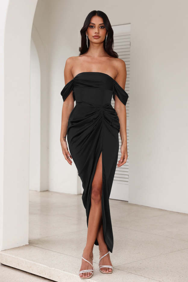 DEAR EMILIA Be Seen Midi Dress Black