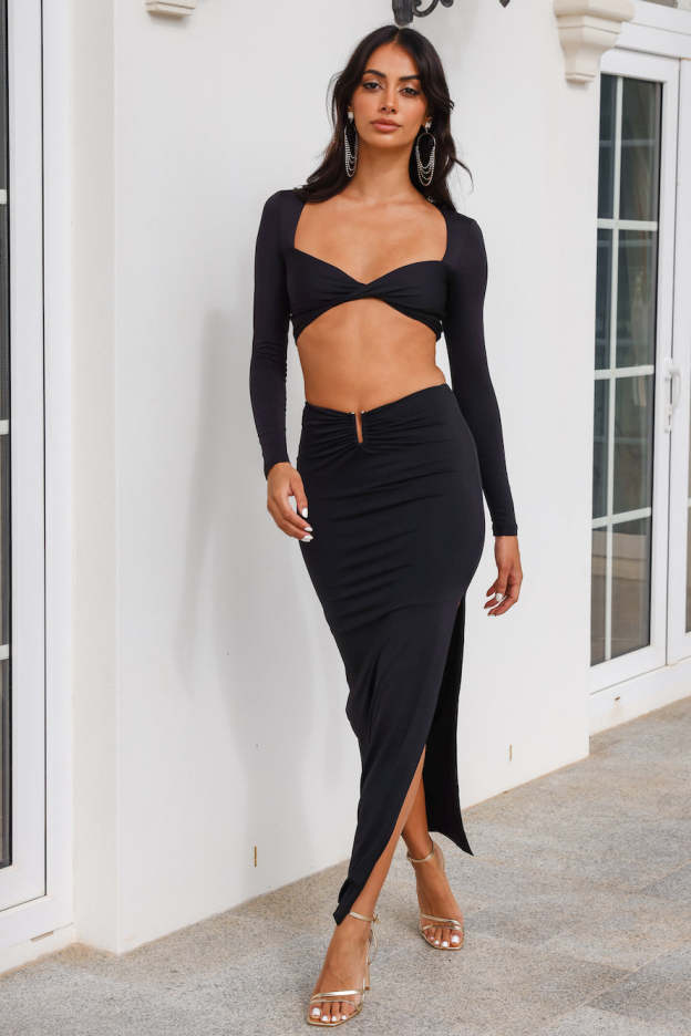 Angel Signs Maxi Skirt Black