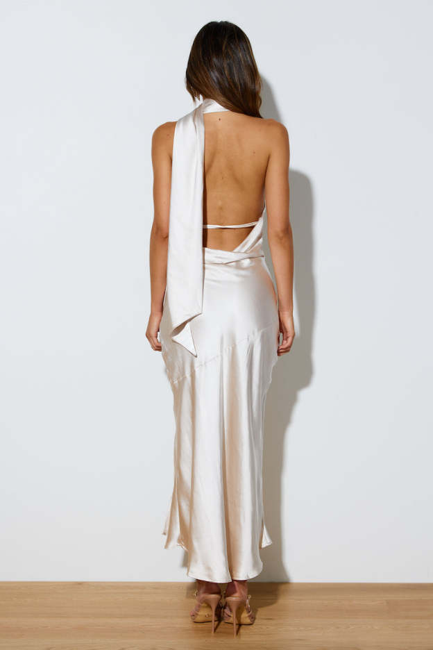 Athenian Satin Maxi Dress Champagne