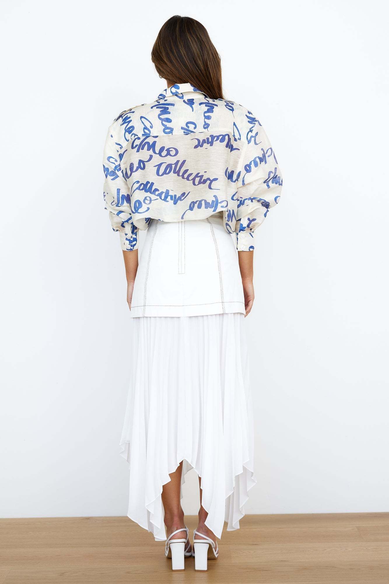 C/Meo Daydream Pleated Midi Skirt White