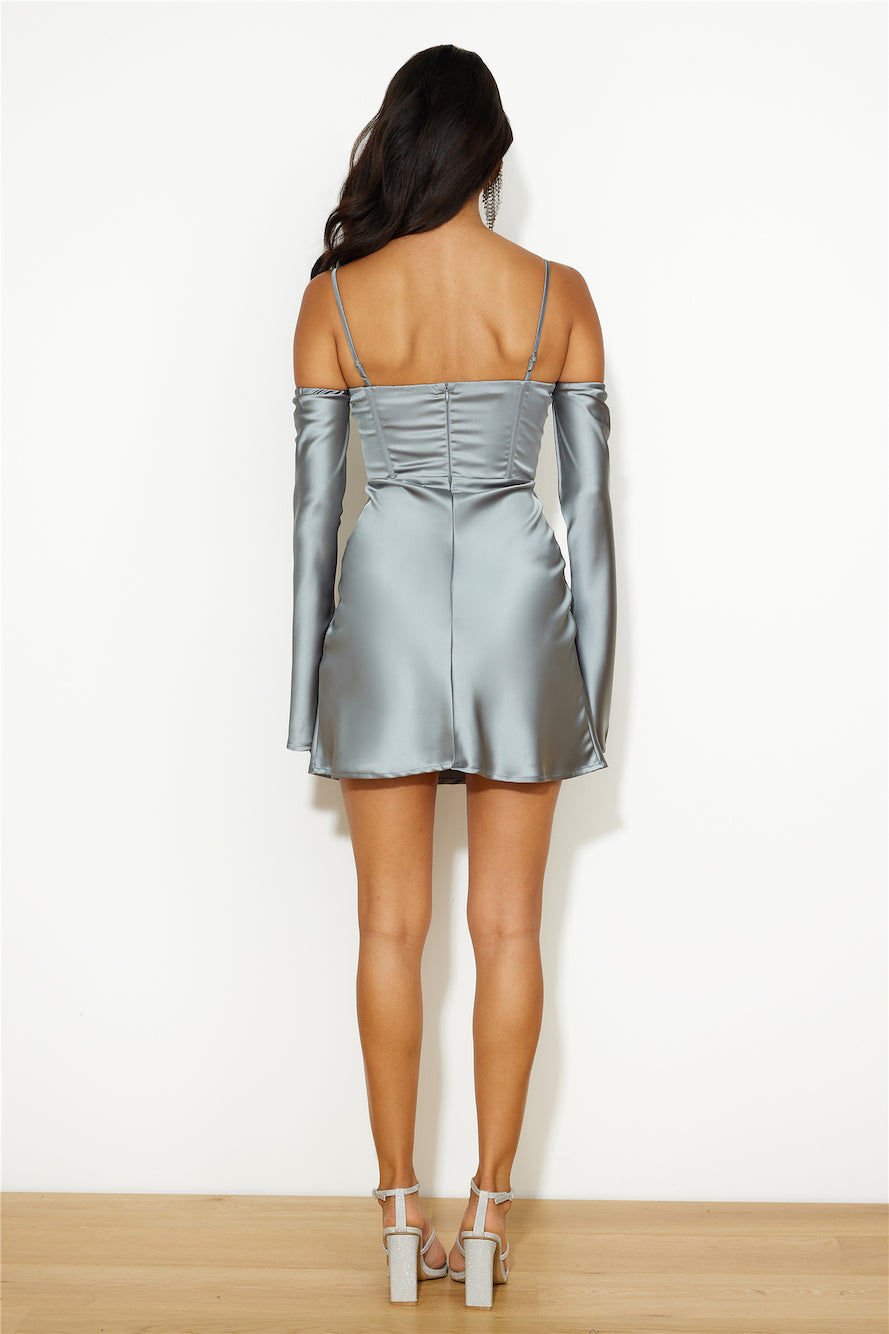 Channel Me Satin Mini Dress Sage