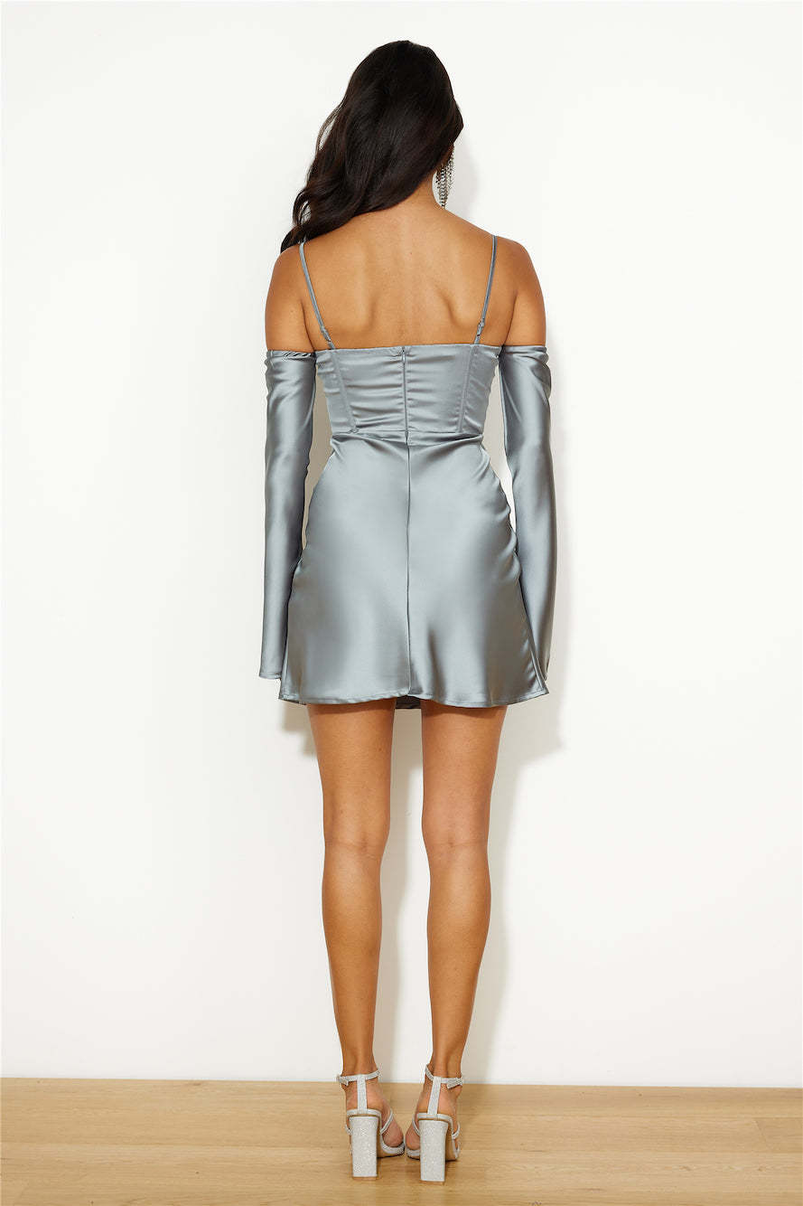 Channel Me Satin Mini Dress Sage