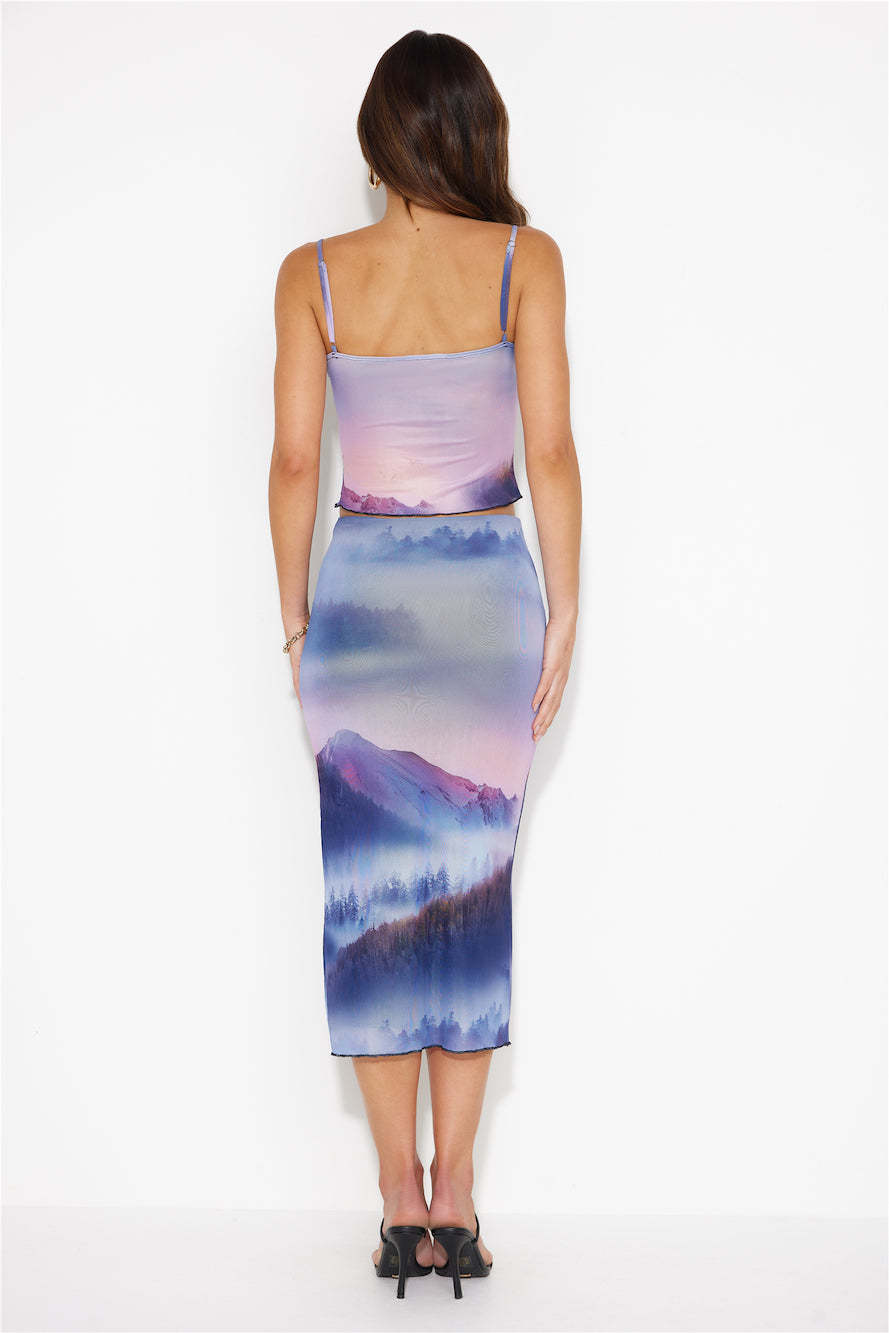 All In One Mesh Midi Skirt Blue