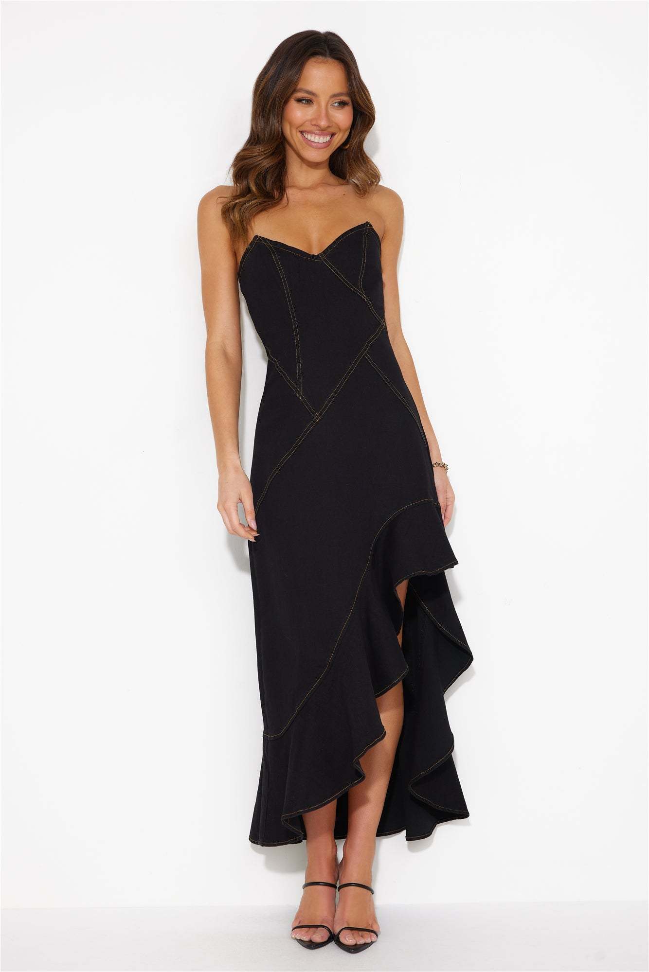 Ambitious Goals Denim Midi Dress Black