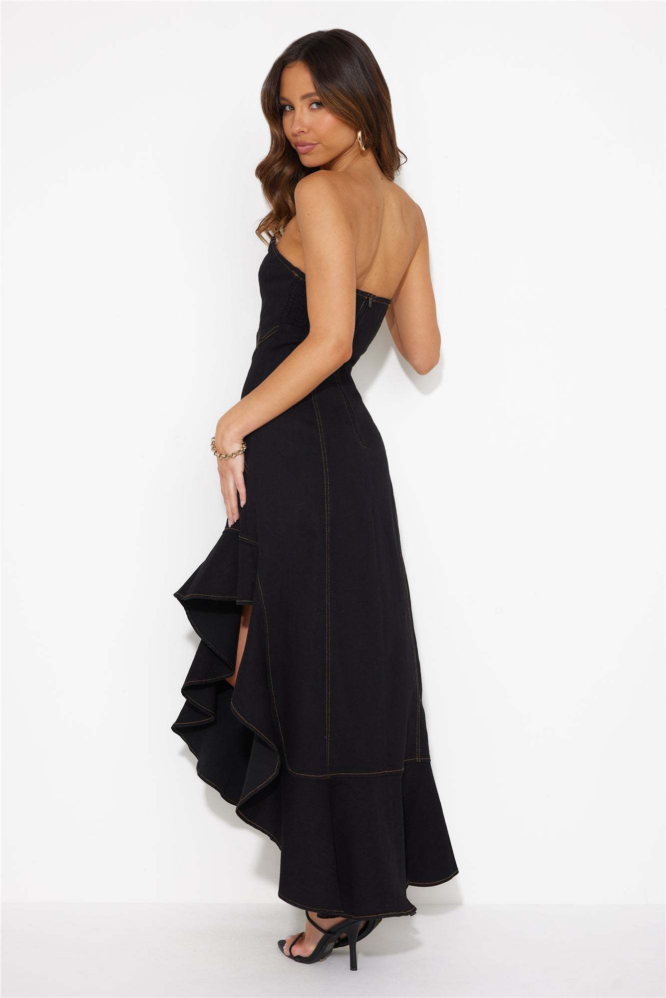 Ambitious Goals Denim Midi Dress Black