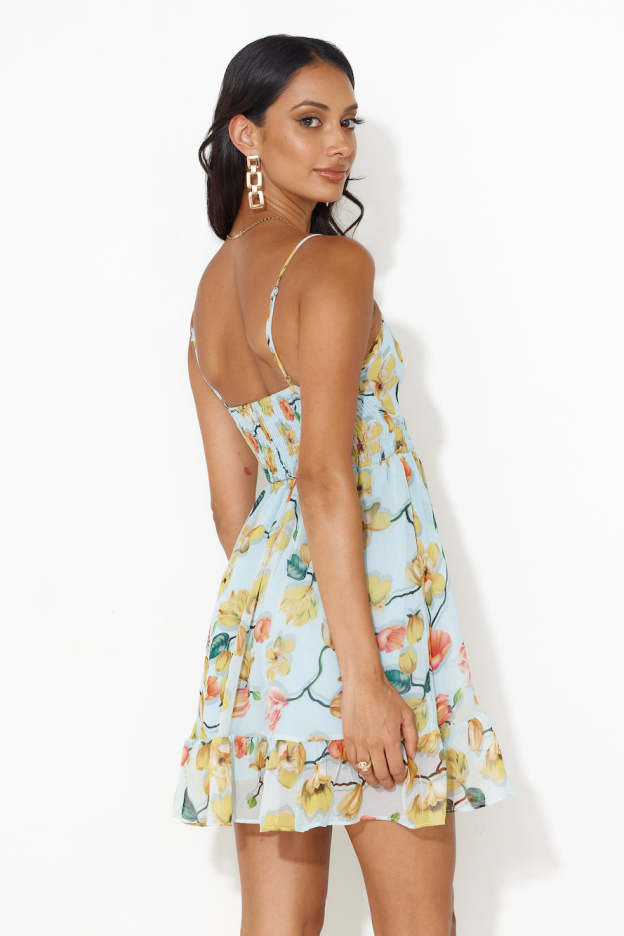 Blooming Field Mini Dress Blue