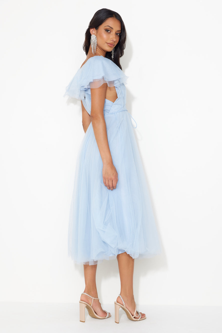 Bells Are Ringing Tulle Midi Dress Blue