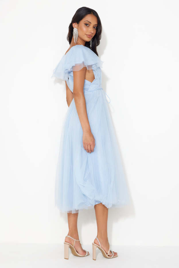 Bells Are Ringing Tulle Midi Dress Blue