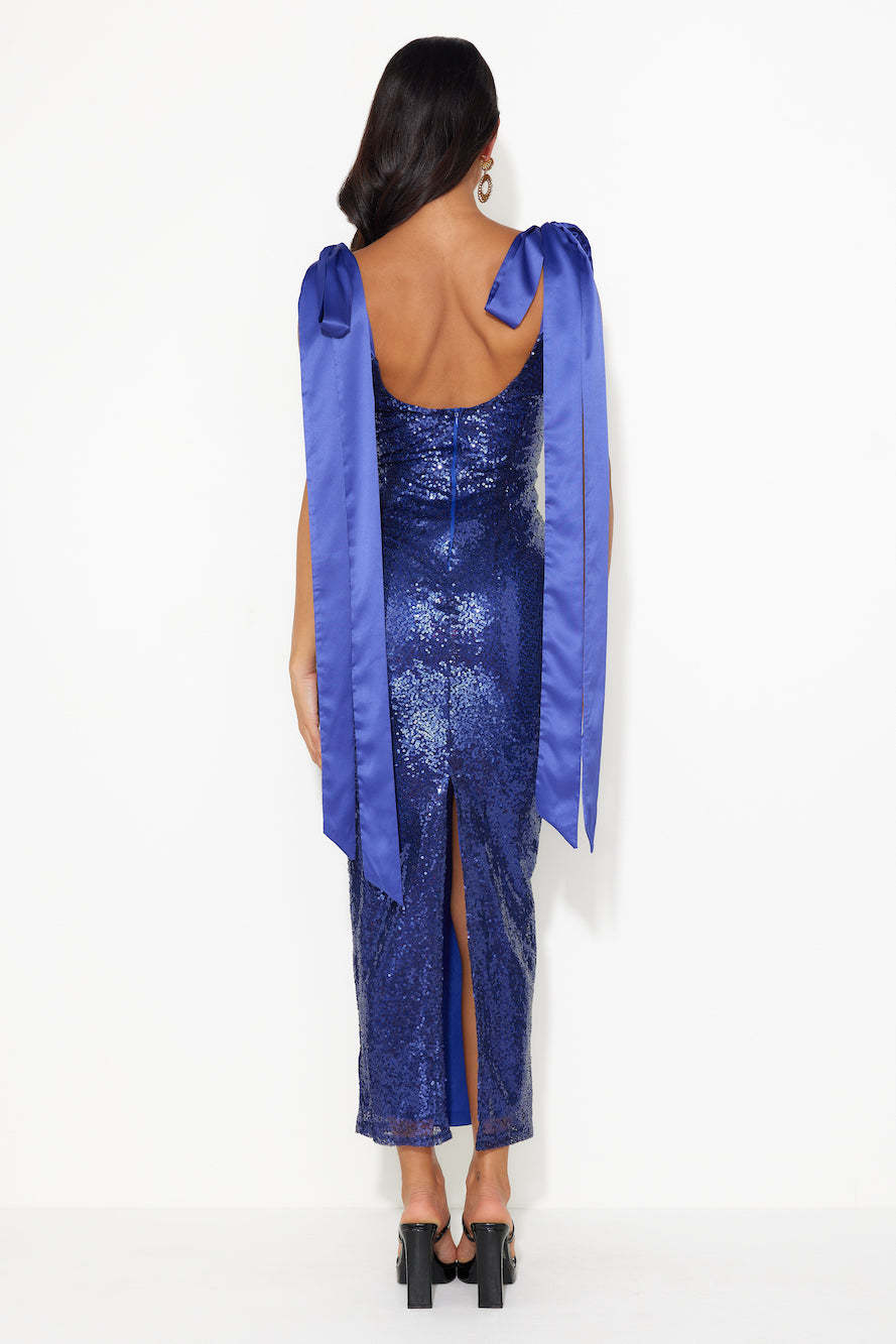 Camera Flash Sequin Maxi Dress Blue