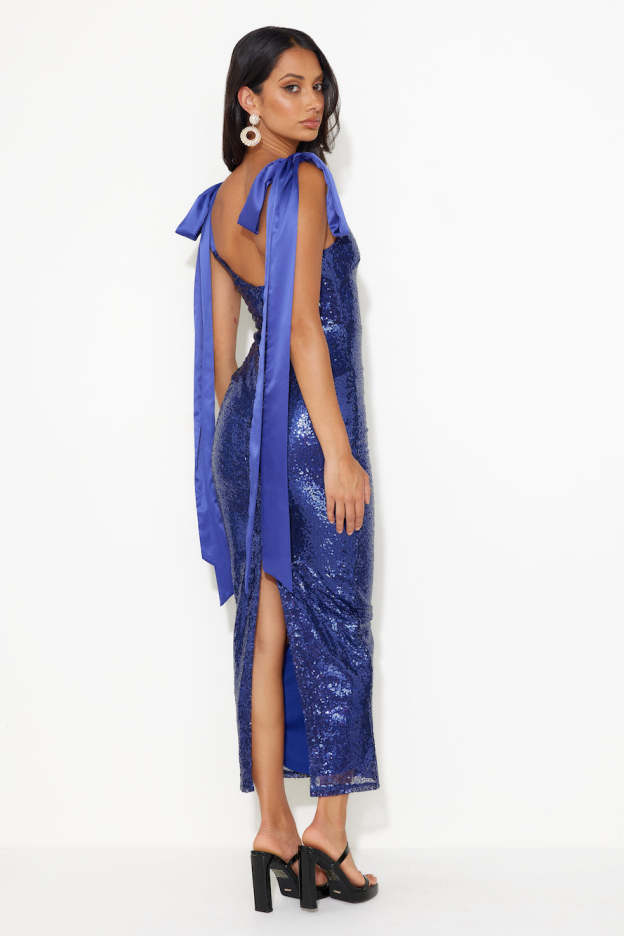 Camera Flash Sequin Maxi Dress Blue