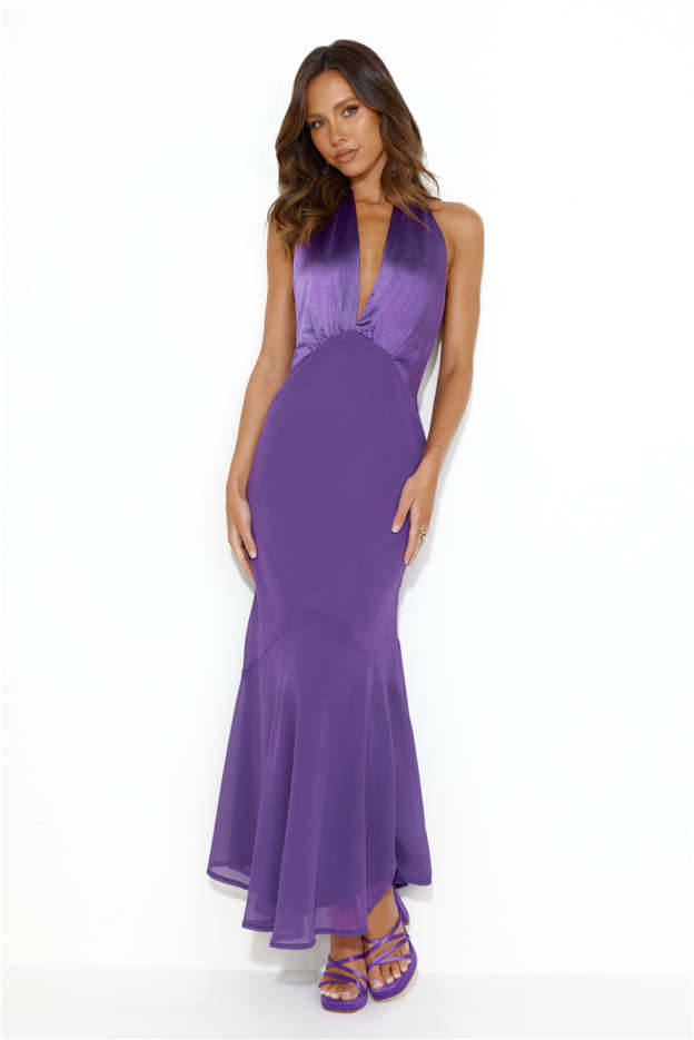 Allowing Luxury Halter Maxi Dress Purple