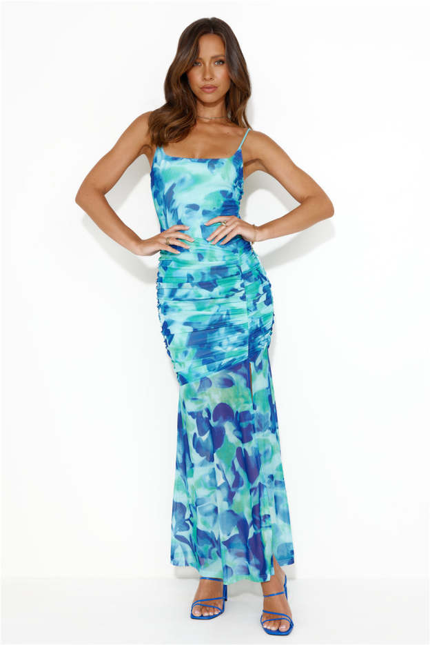 Along The Reef Mesh Midi Dress Green