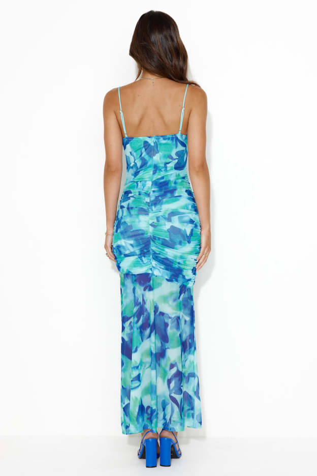 Along The Reef Mesh Midi Dress Green