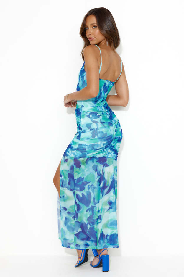 Along The Reef Mesh Midi Dress Green