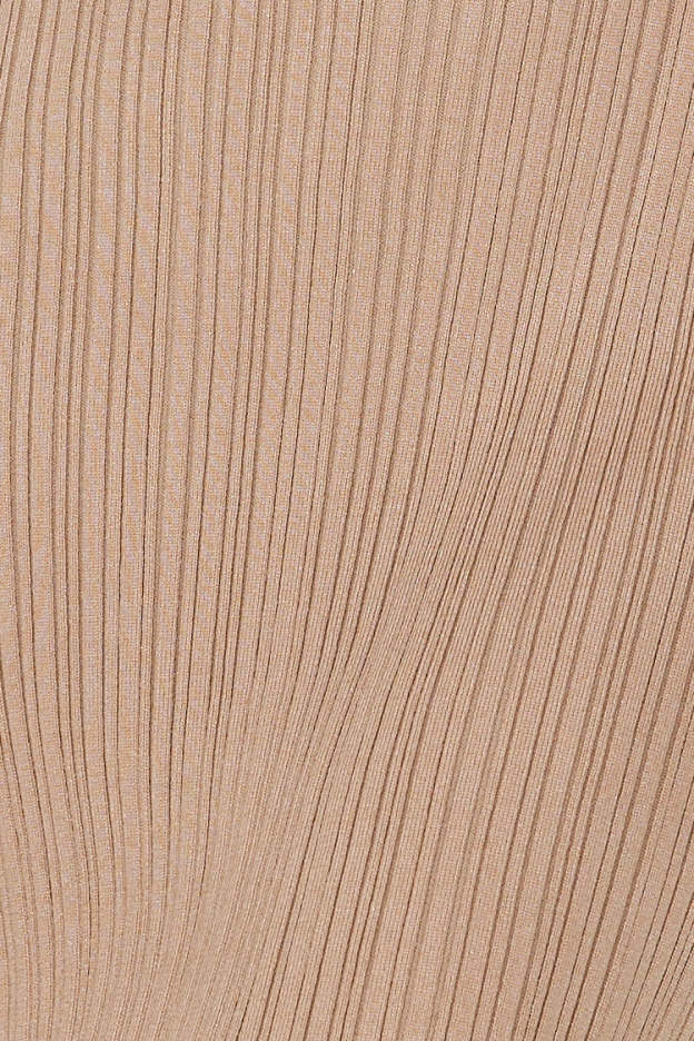 Cold Yet Stylish Long Sleeve Ribbed Midi Dress Tan