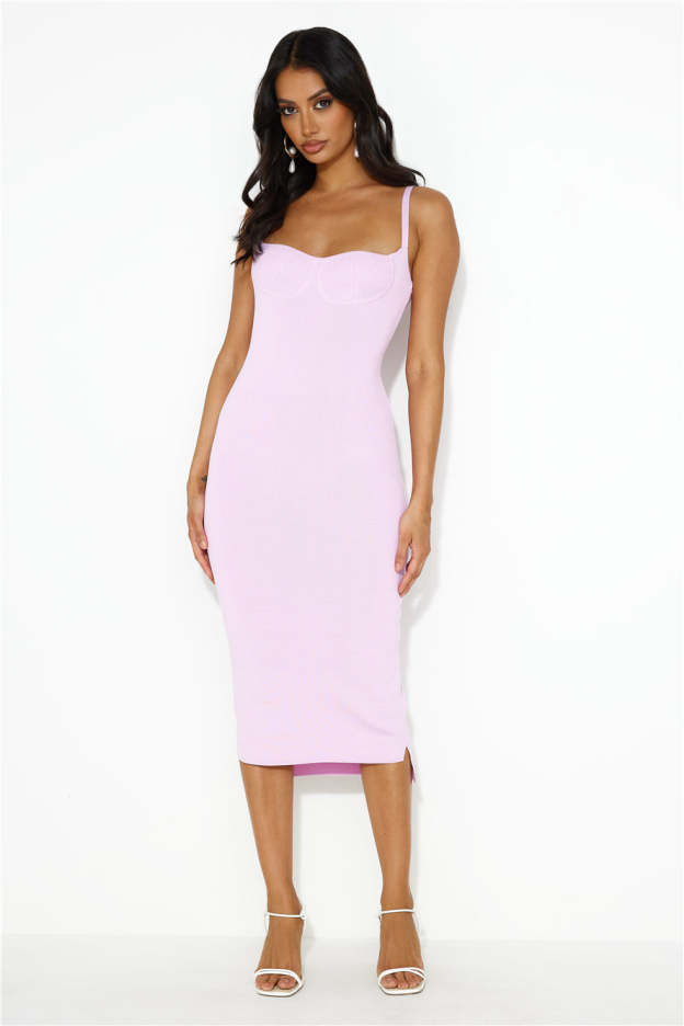 Beauty Of You Ribbed Midi Dress Lilac