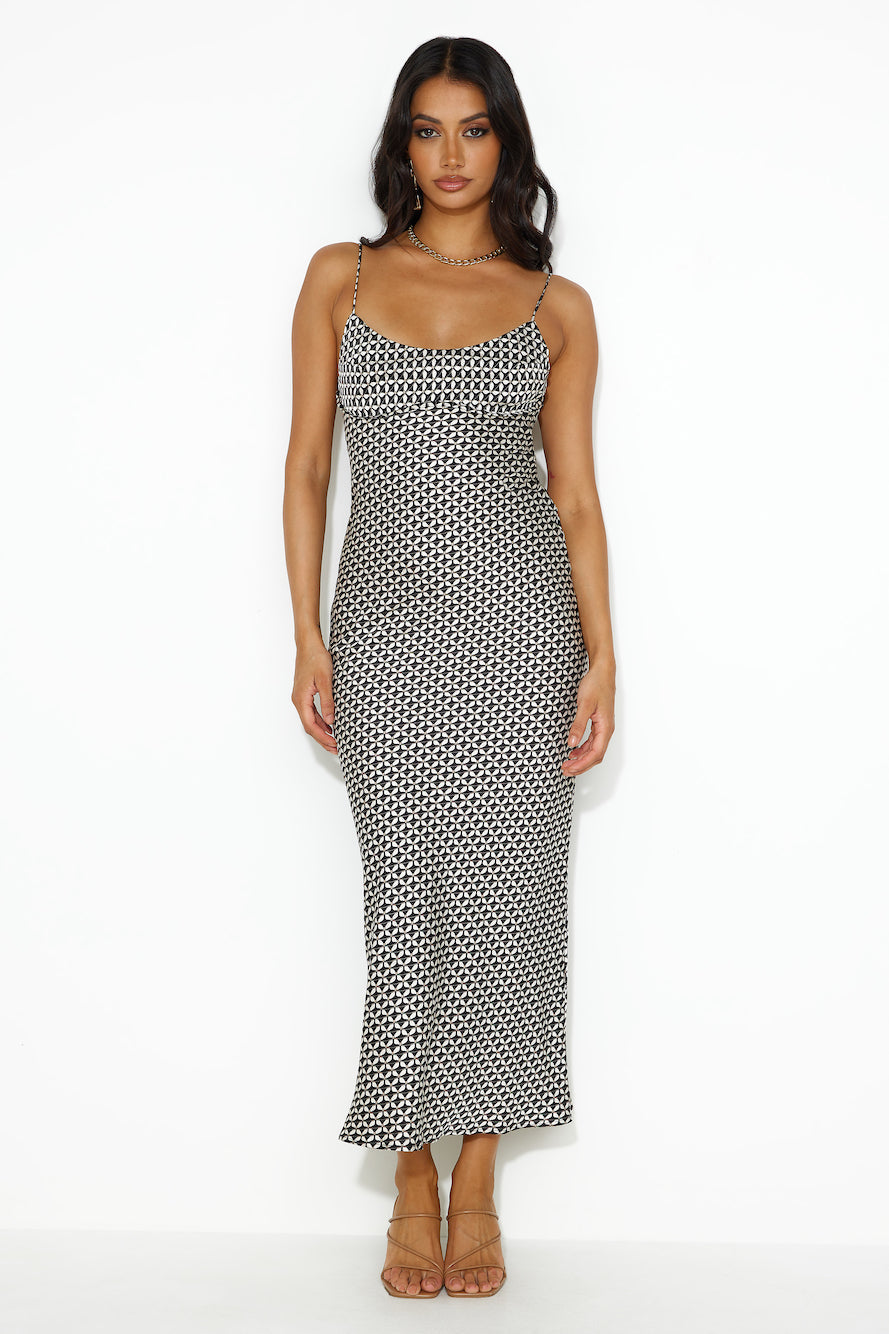 Classy Nature Satin Maxi Dress Black