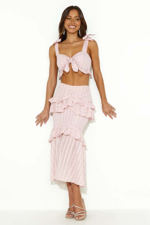 Dainty Moment Midi Skirt Pink