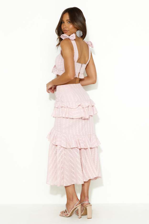 Dainty Moment Midi Skirt Pink