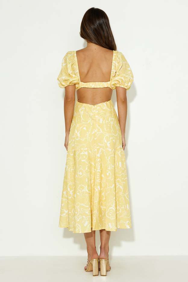 Bright Personality Midi Dress Yellow