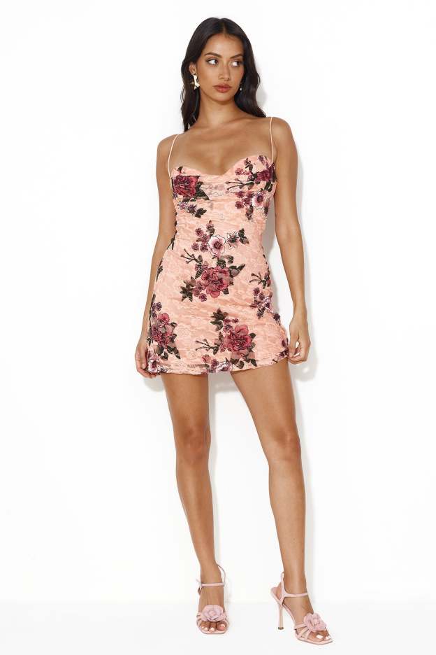 Brand New Vibe Lace Mini Dress Pink