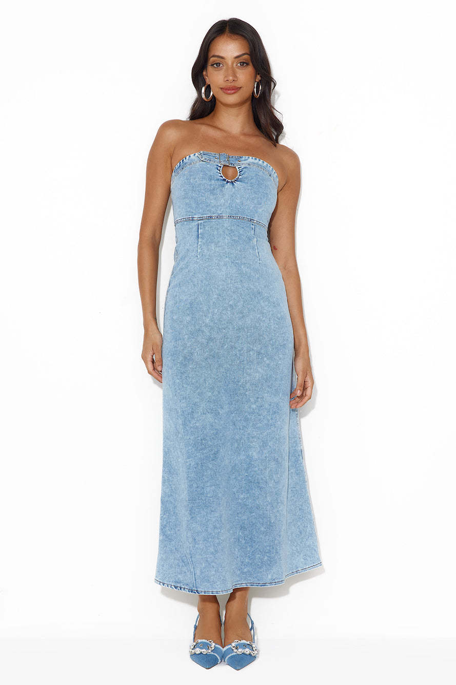 Choice Is Yours Strapless Maxi Dress Denim