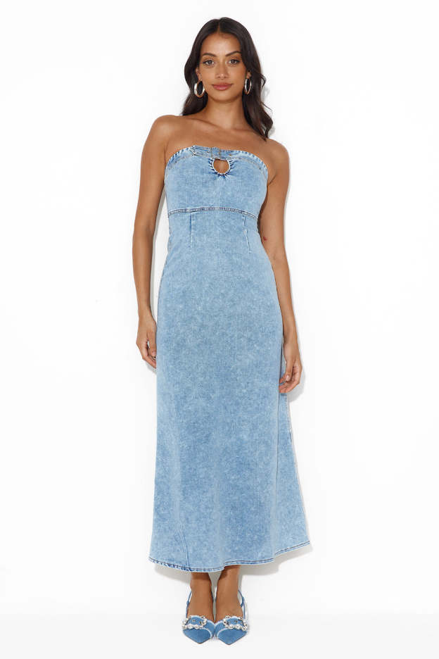 Choice Is Yours Strapless Maxi Dress Denim
