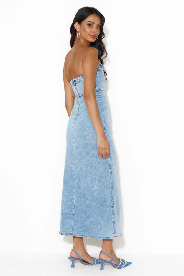 Choice Is Yours Strapless Maxi Dress Denim