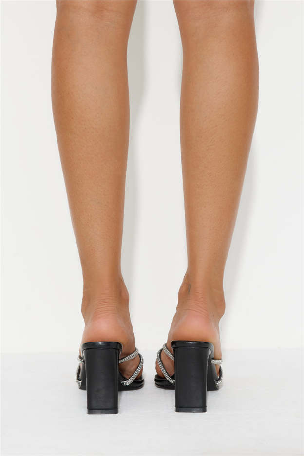 BILLINI Karson Heels Black Crinkle Diamante