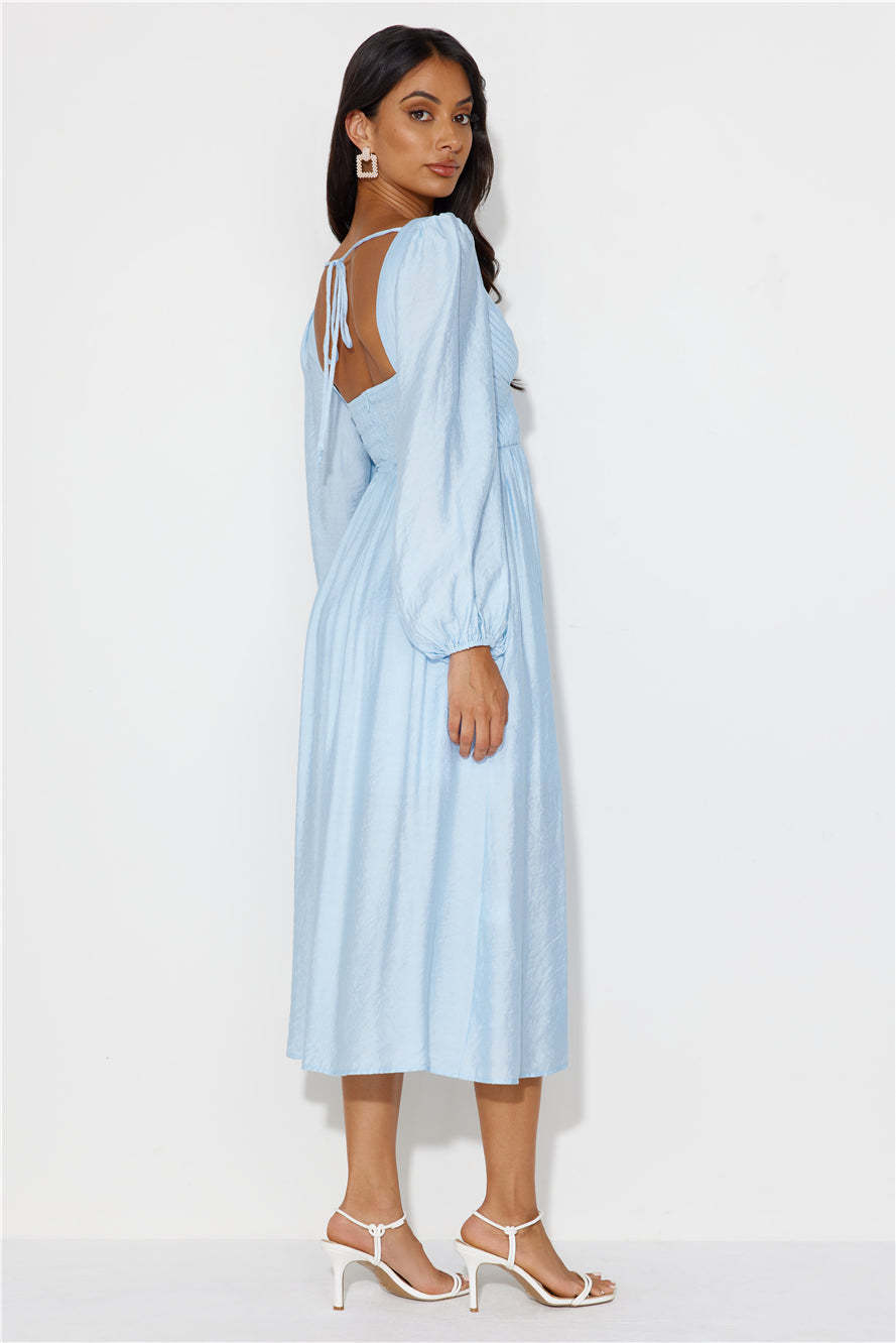 Dancing Deni Long Sleeve Midi Dress Blue