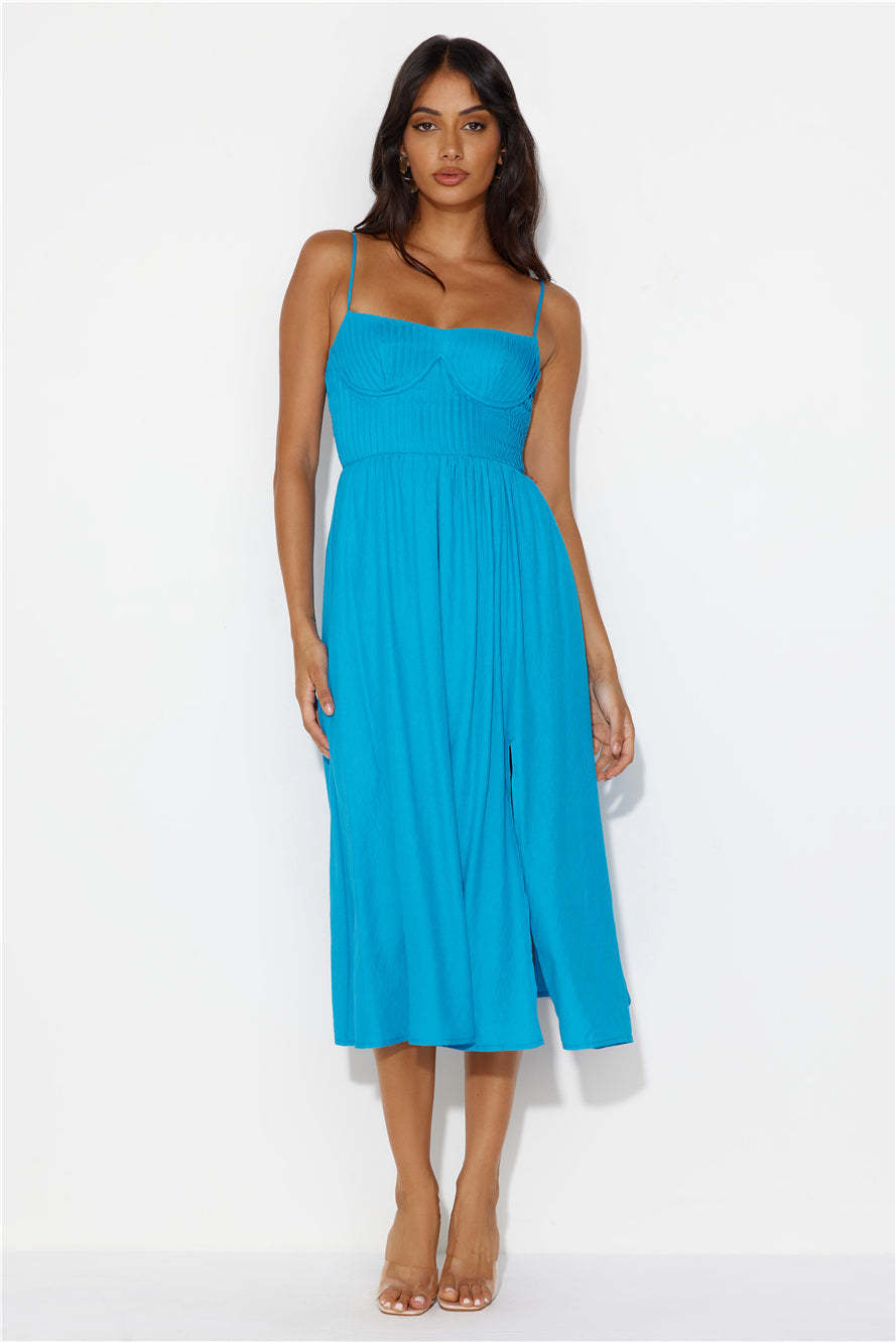 Channeling Moods Midi Dress Blue