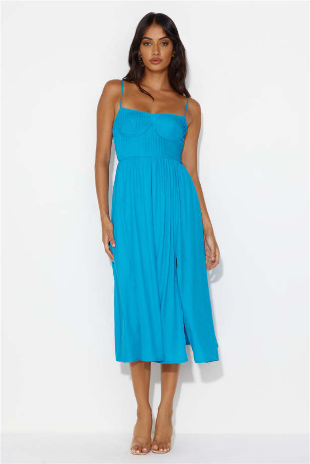 Channeling Moods Midi Dress Blue