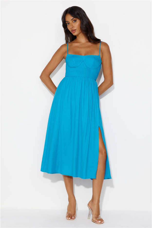 Channeling Moods Midi Dress Blue