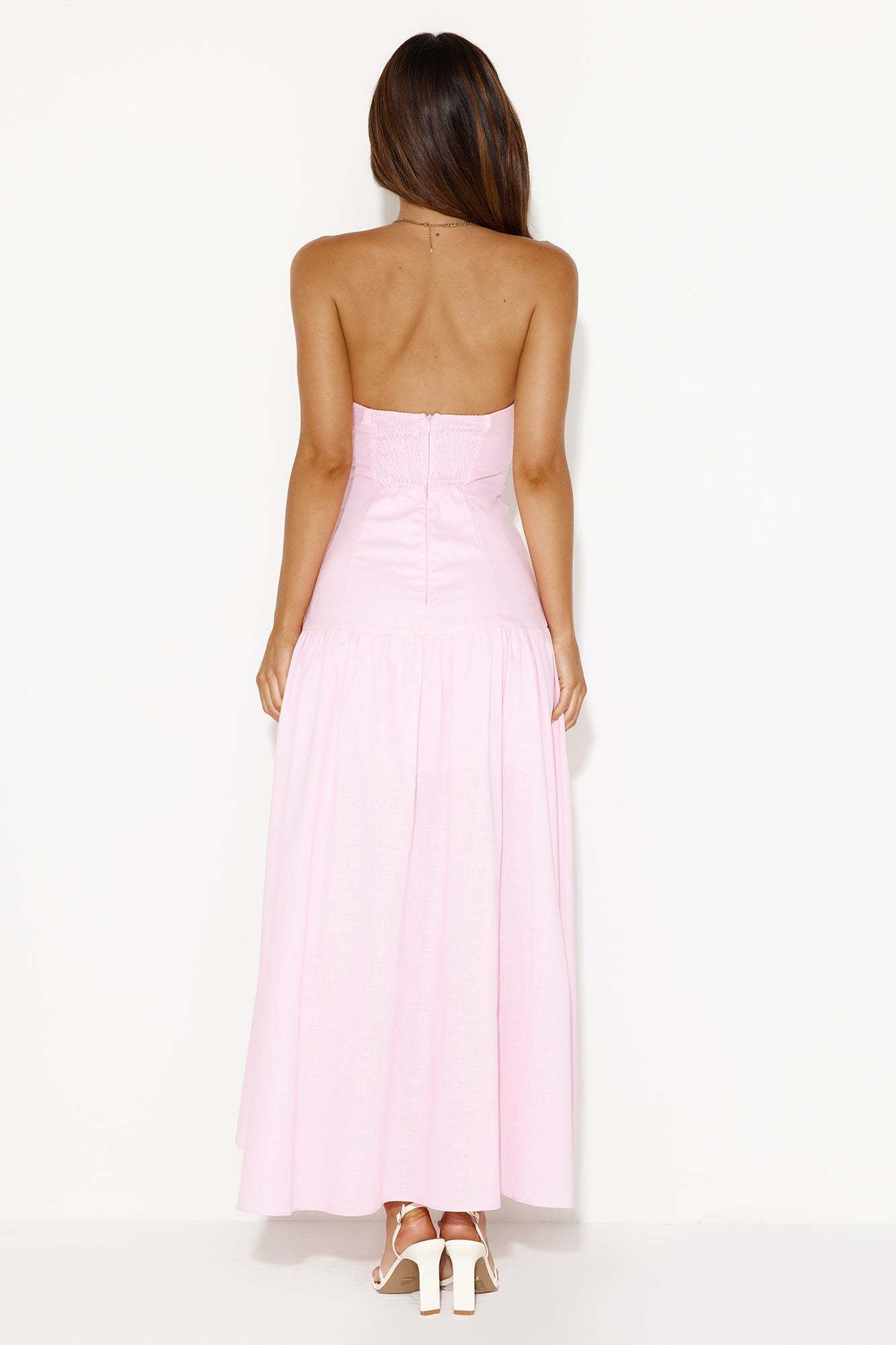 Carnival Candy Floss Strapless Midi Dress Pink