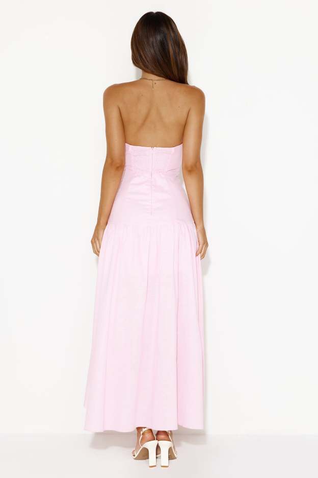 Carnival Candy Floss Strapless Midi Dress Pink