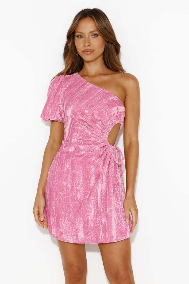 City Night Lights Velvet Mini Dress Pink