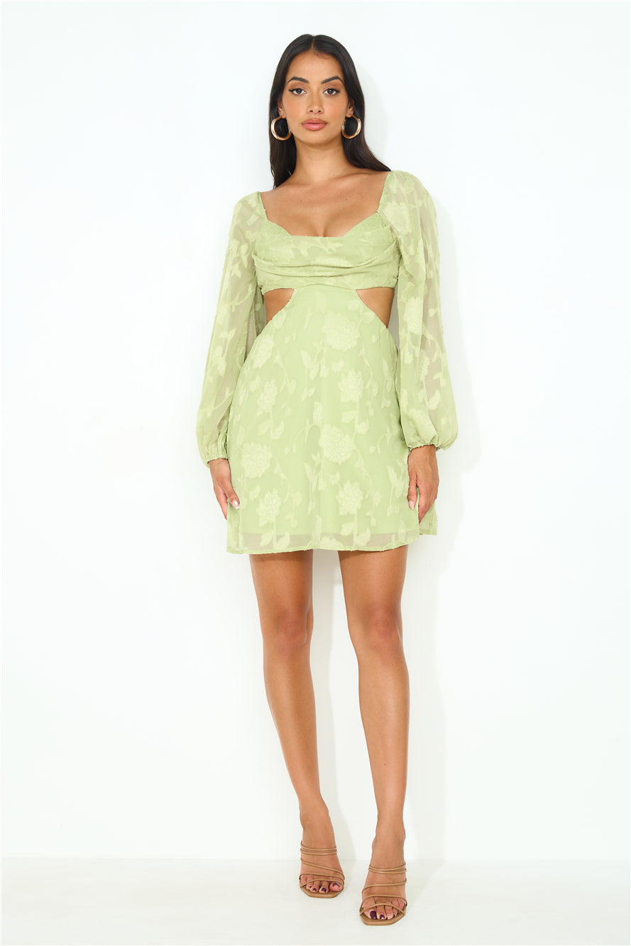Dainty Long Sleeve Mini Dress Green