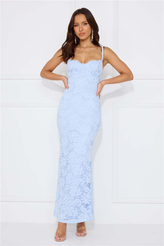 Soft Sweet Lace Maxi Dress Blue
